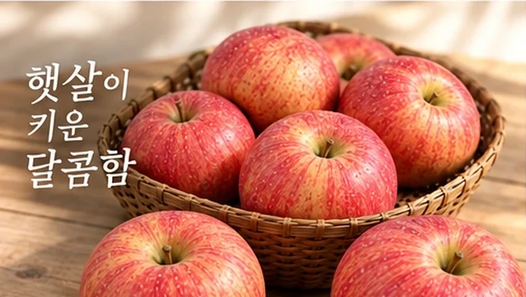햇살이 키운 달콤함 — 바구니에 담긴 사과