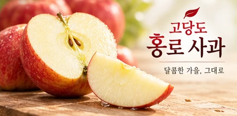 달콤한 가을, 그대로 — 반으로 자른 사과 단면