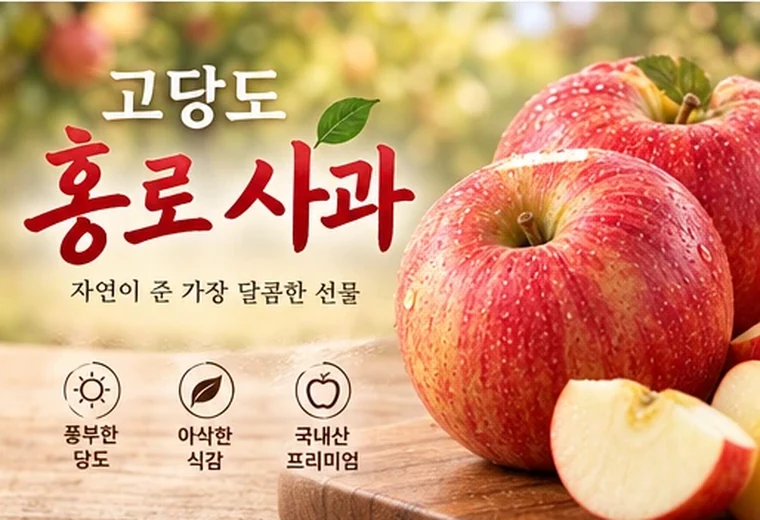 고당도 홍로 사과 — 풍부한 당도, 아삭한 식감, 국내산 프리미엄
